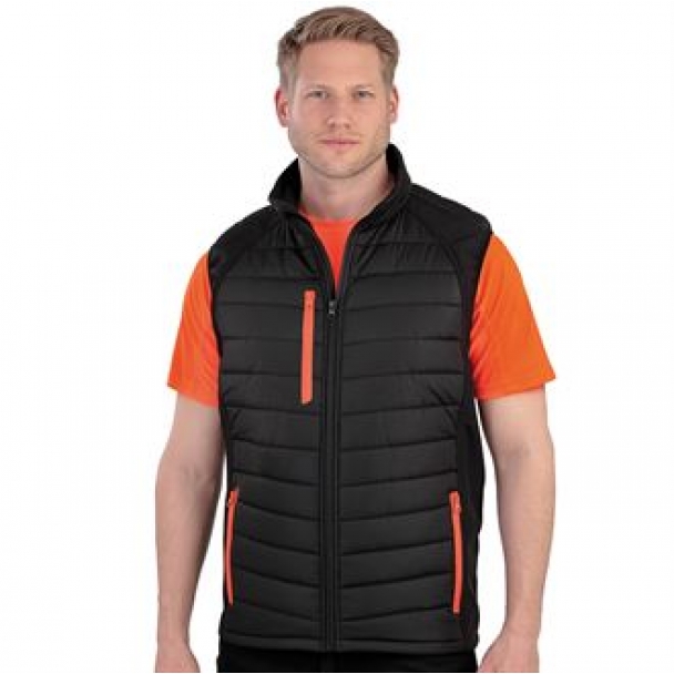 Black compass padded softshell gilet