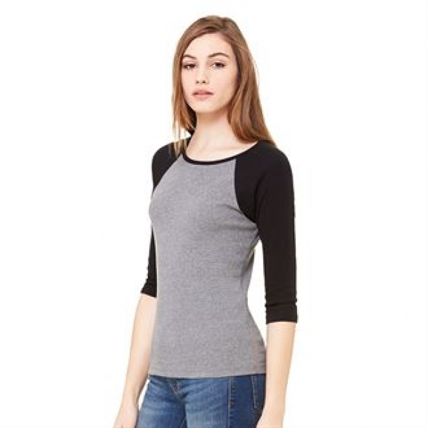 Baby rib ¾ sleeve contrast raglan t-shirt