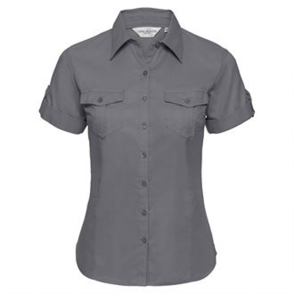 Women's roll-sleeve short sleeve shirt