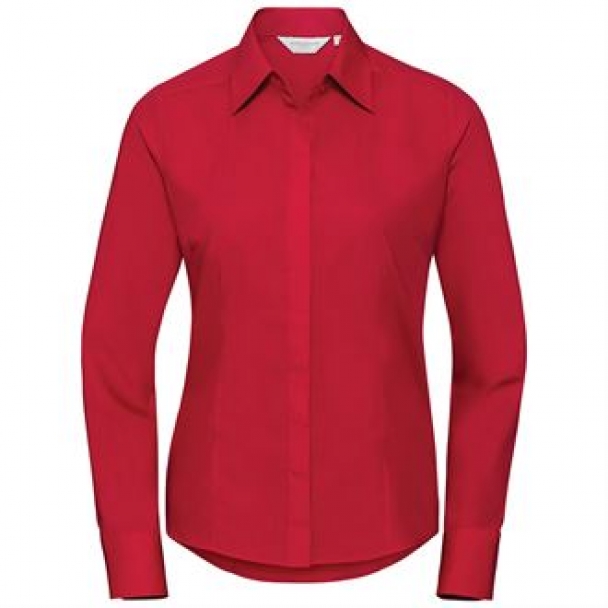 Women's long sleeve polycotton easycare fitted poplin shirt