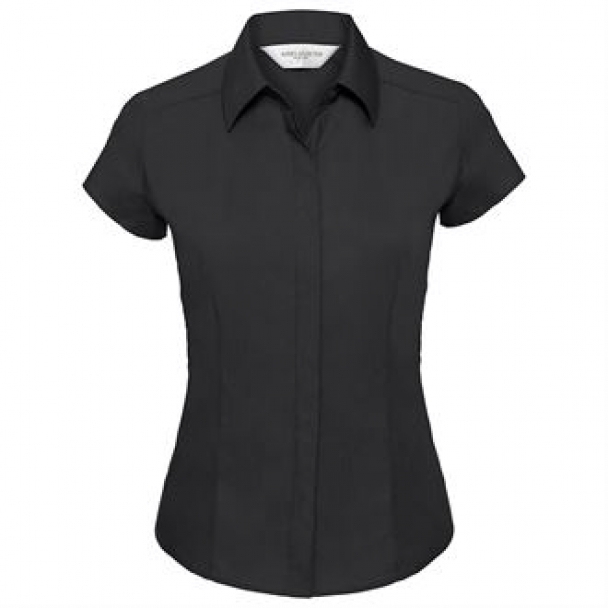 Women's cap sleeve polycotton easycare fitted poplin shirt