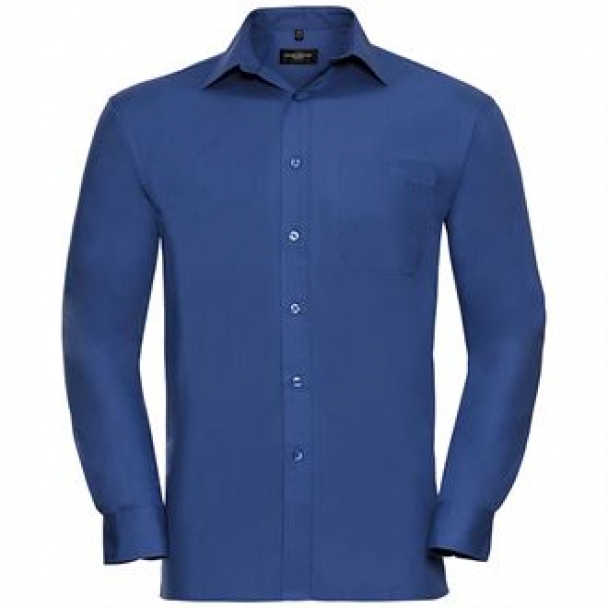 Long sleeve pure cotton easycare poplin shirt