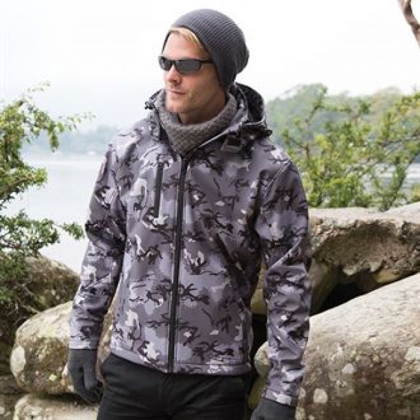 Camo TX performance hooded softshell jacket