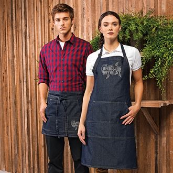 Jeans stitch bib apron