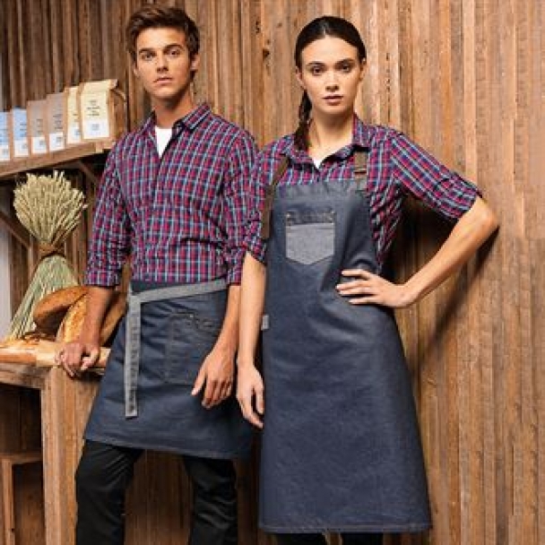 Division waxed-look denim waist apron