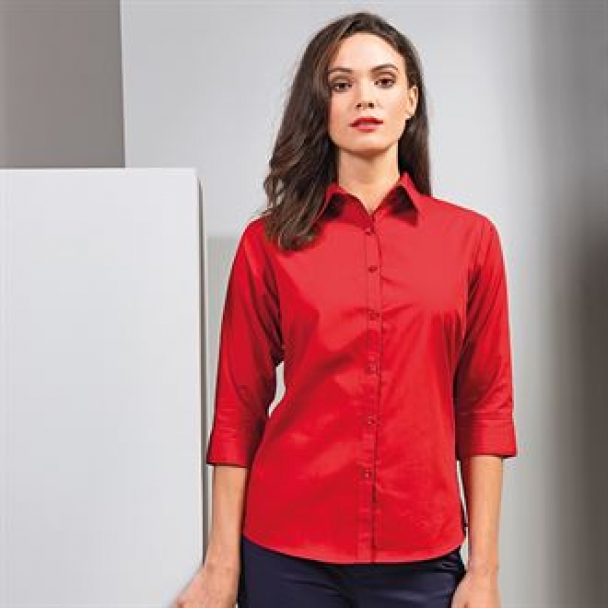 Women's ¾ sleeve poplin blouse