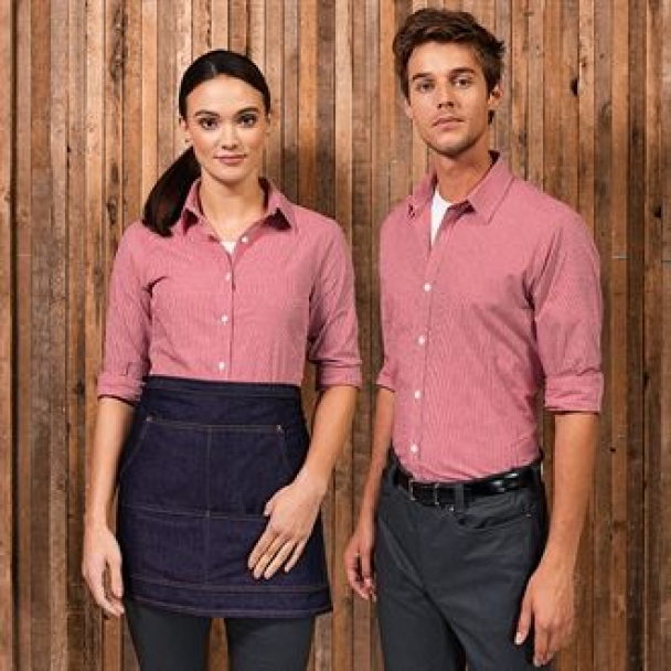 Women's Microcheck (Gingham) long sleeve cotton shirt