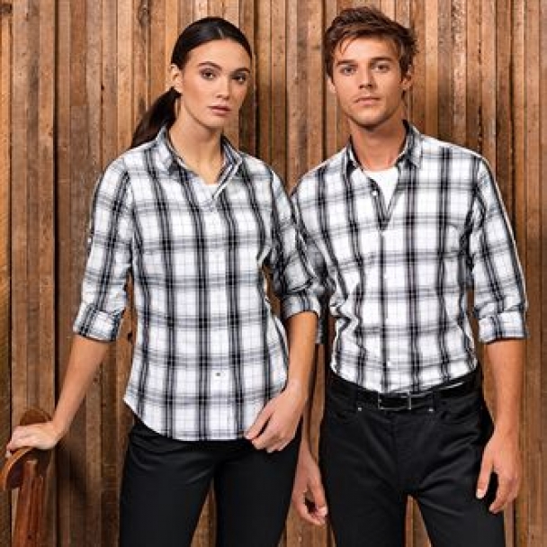 Women's Ginmill check cotton long sleeve shirt