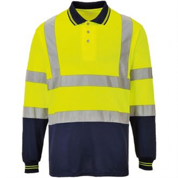 Hi-vis two-tone long sleeve polo shirt (S279)