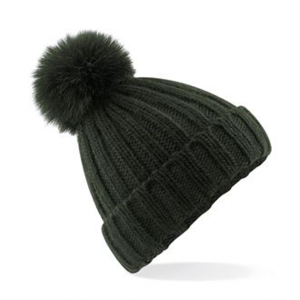 Verbier fur pop pom chunky beanie