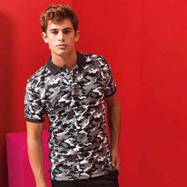 Camo piqué polo