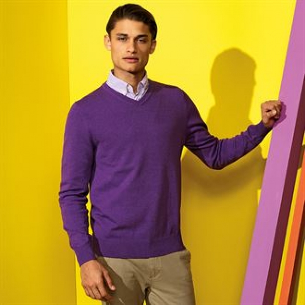 Men's cotton blend v-neck sweater